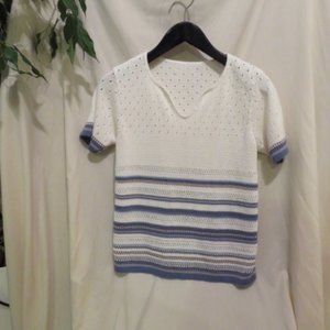 White/Blue Soft Summer Sweater